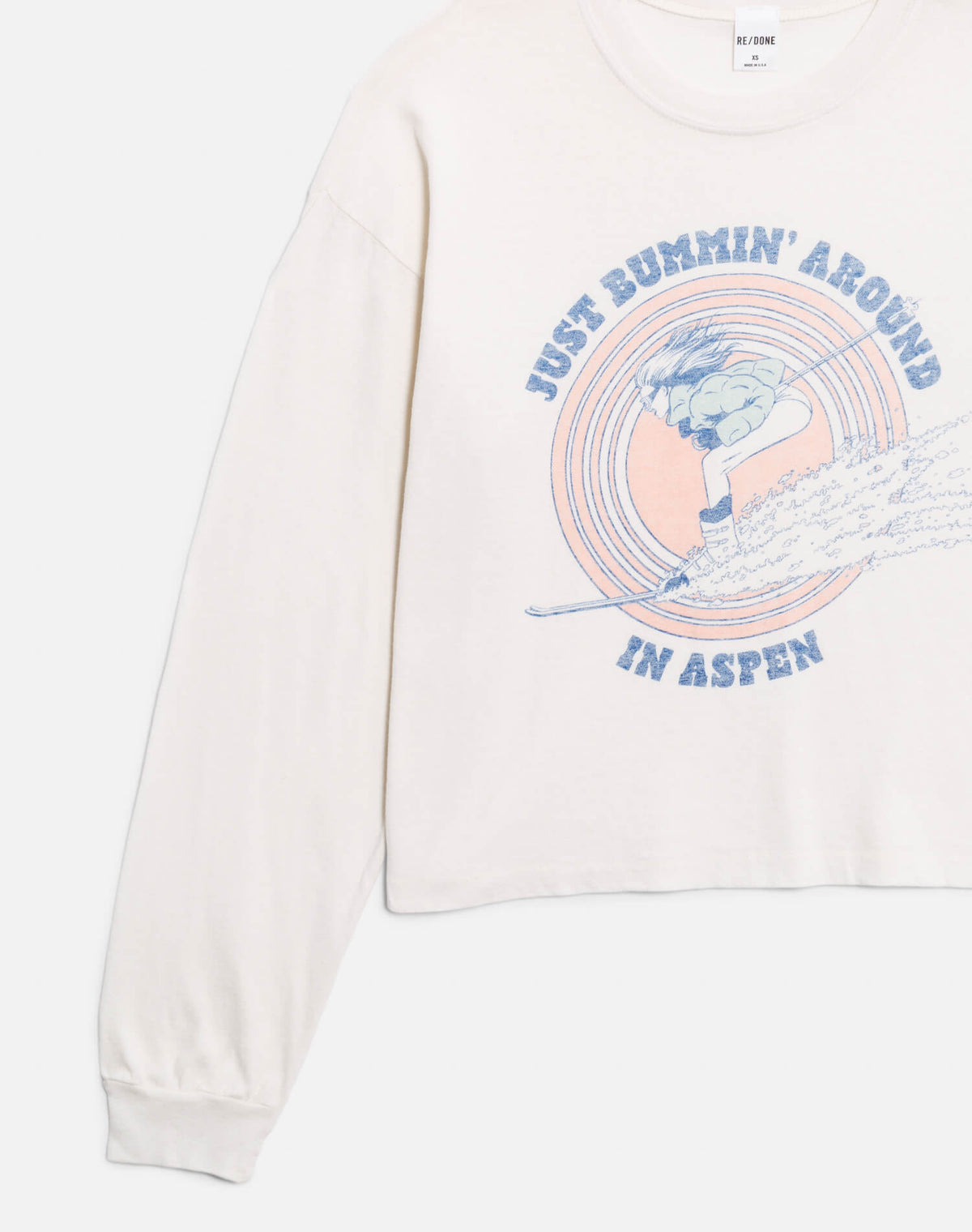 RE/DONE Boxy Boyfriend Long Sleeve Ski Bum in Vintage White