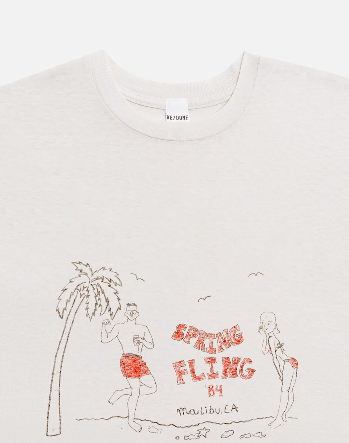 RE/DONE Classic "Spring Fling" Tee in Vintage White
