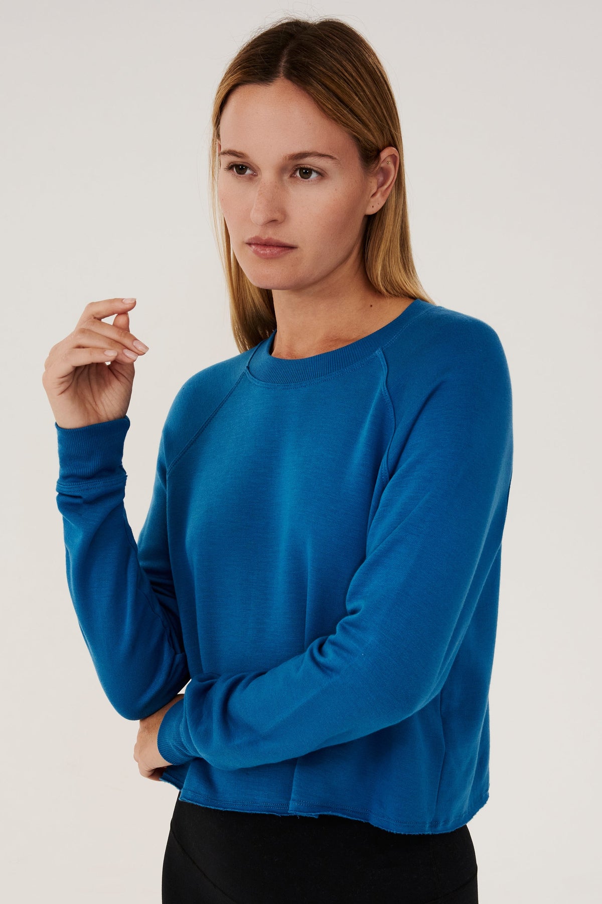 Splits59 Noah Fleece Crop Sweatshirt in Stone