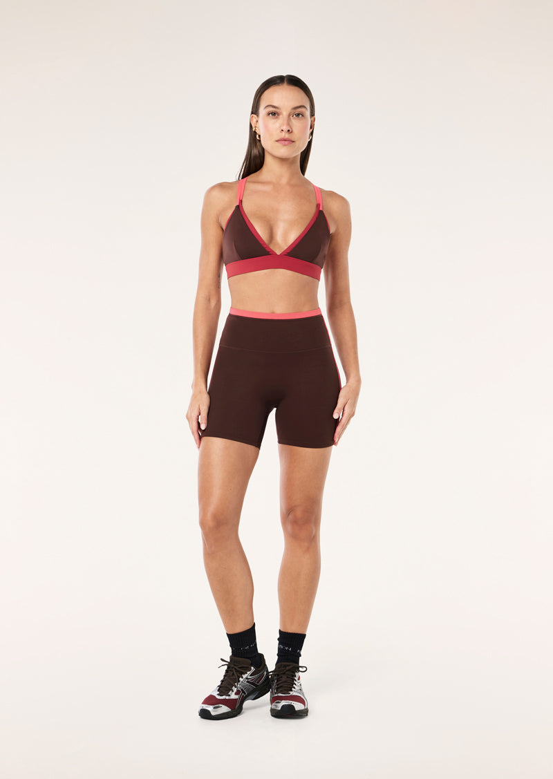 P.E Nation Activate Sports Bra in Mahogany/Diva Pink