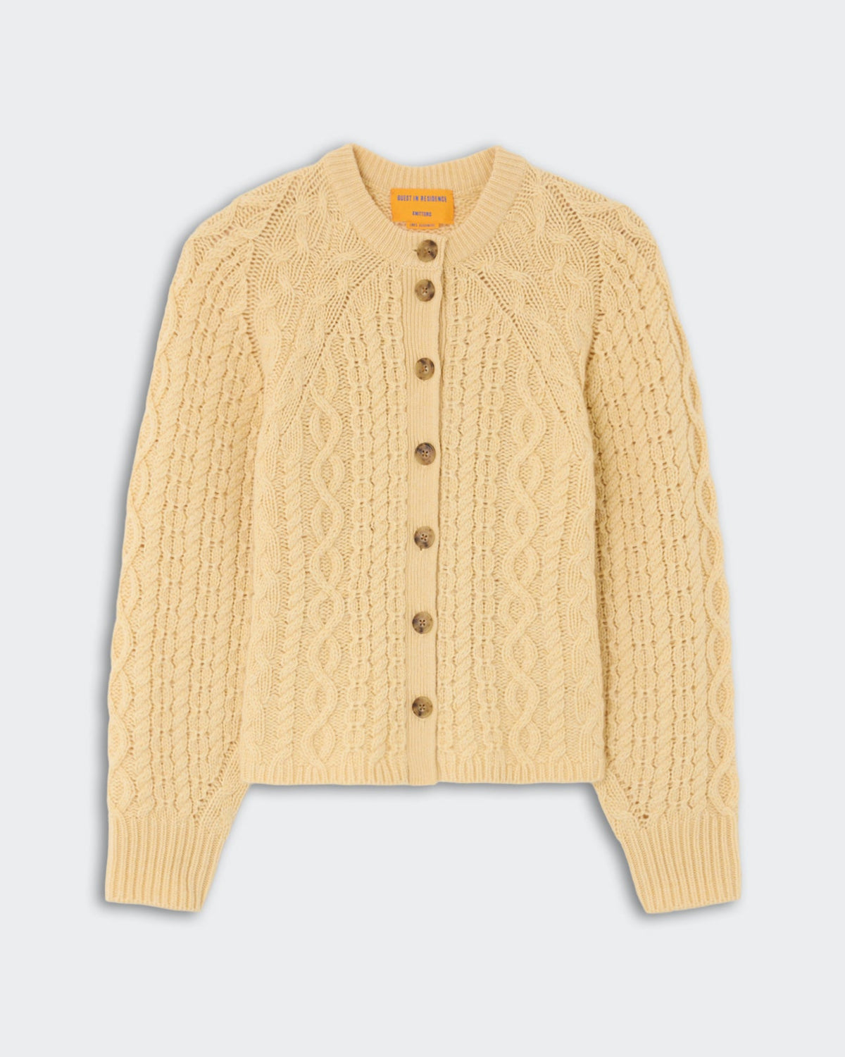 Guest in Residence Cable Sculpted Cardigan in Butter