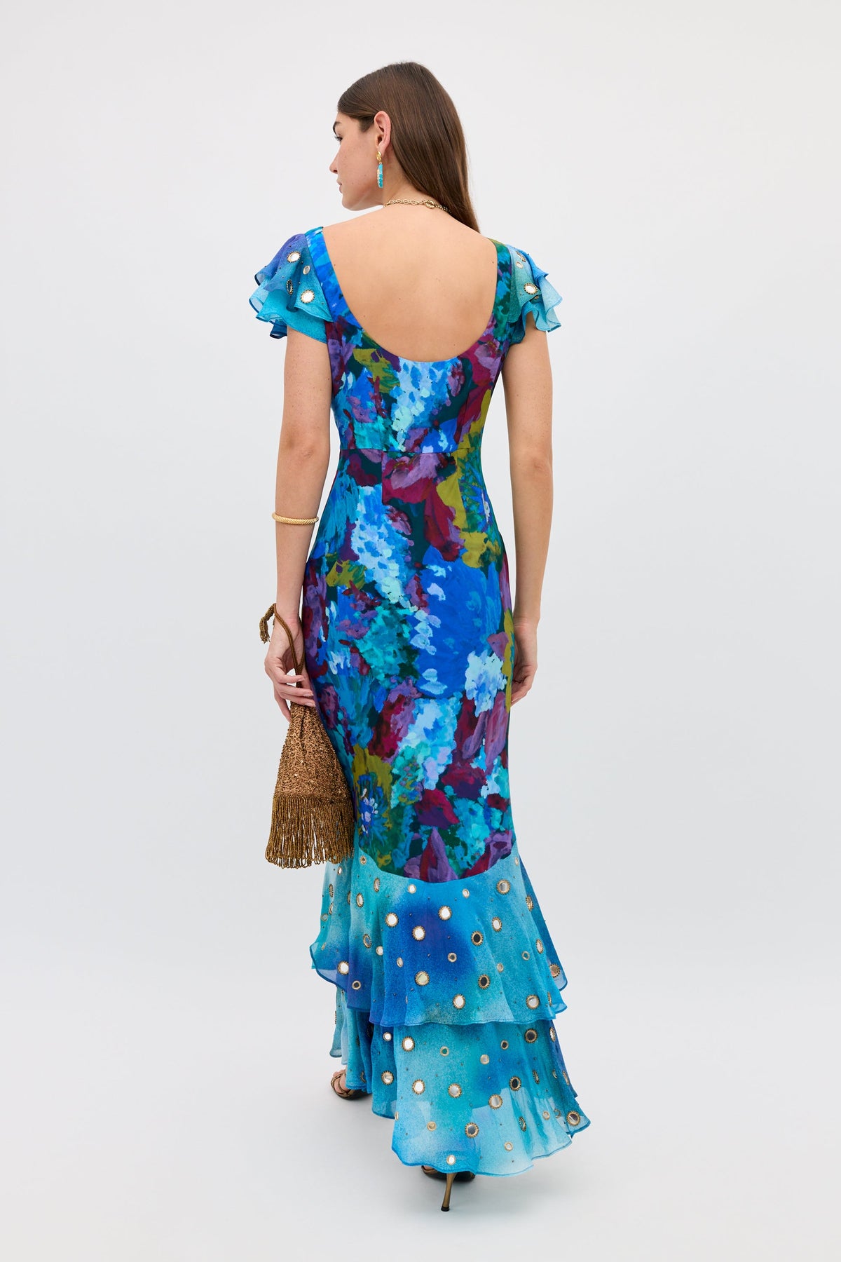 RIXO Ordinia Dress in Jessica Bouquet Mix Blue