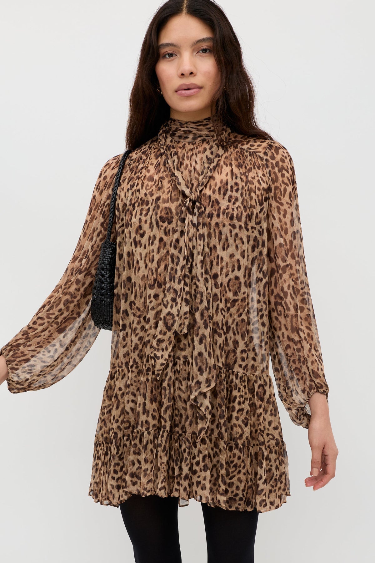 RIXO Anaya Dress in Mila Leopard Brown