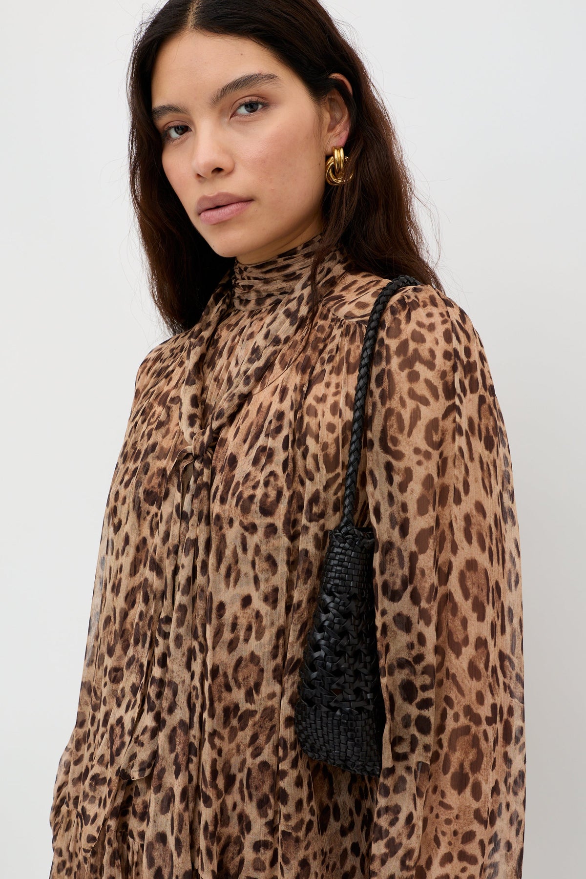 RIXO Anaya Dress in Mila Leopard Brown