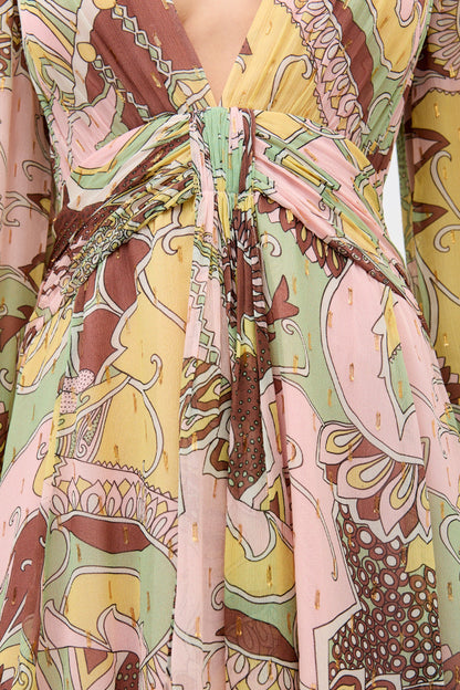 RIXO Clove Dress in Bianca Abstract Green