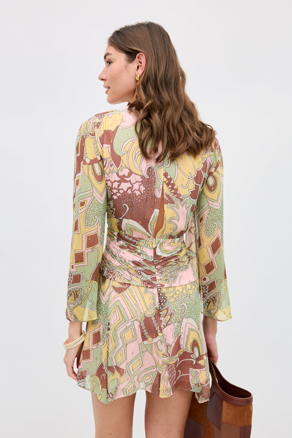 RIXO Clove Dress in Bianca Abstract Green