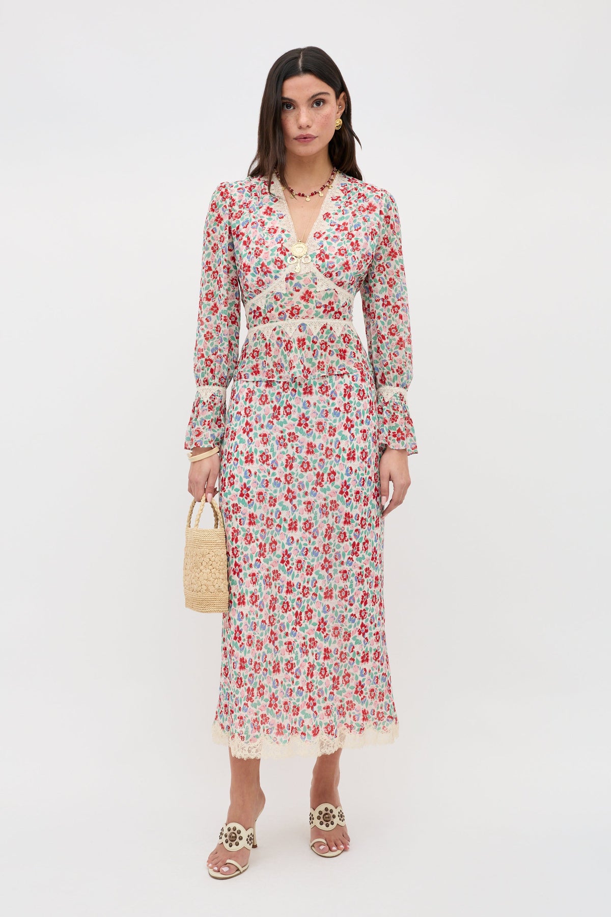 RIXO Stassie Skirt in Bloom Ivory