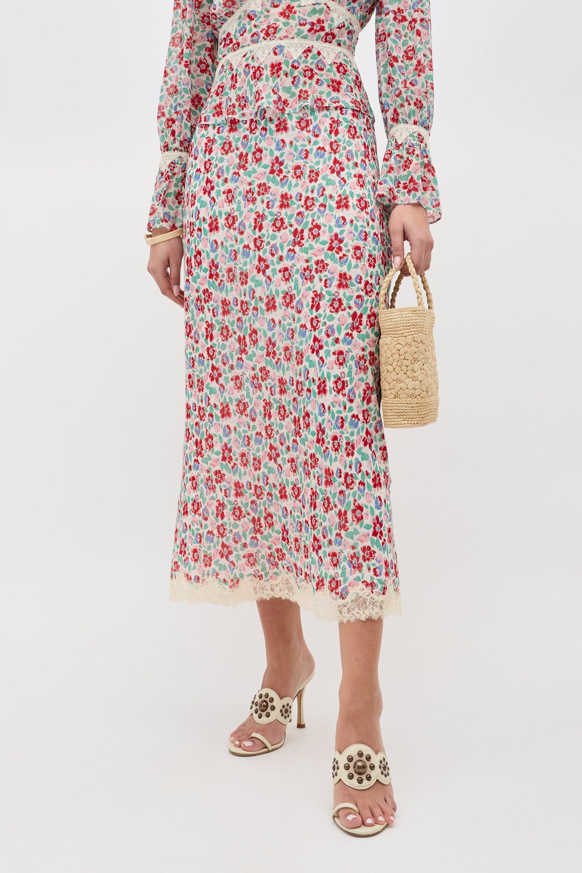 RIXO Stassie Skirt in Bloom Ivory