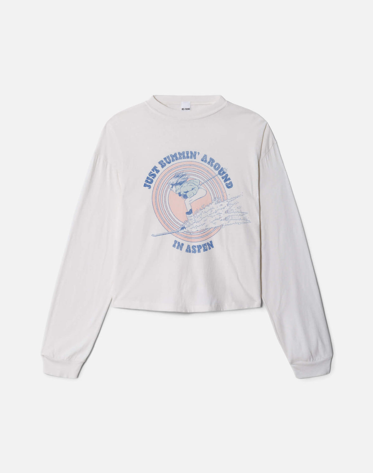 RE/DONE Boxy Boyfriend Long Sleeve Ski Bum in Vintage White