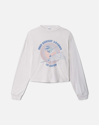 RE/DONE Boxy Boyfriend Long Sleeve Ski Bum in Vintage White