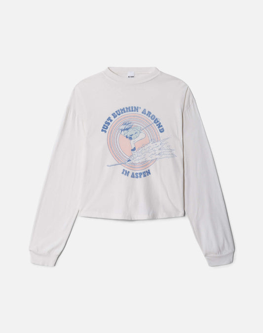 RE/DONE Boxy Boyfriend Long Sleeve Ski Bum in Vintage White