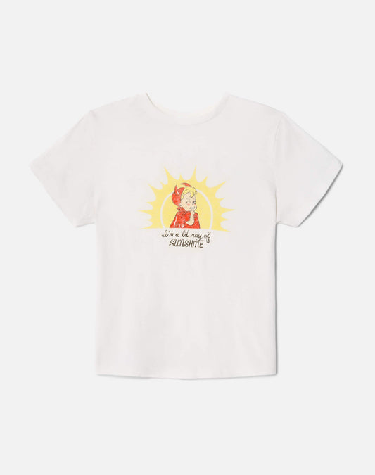 RE/DONE Surplus Burnout Classic "Ray of Sunshine" Tee in Vintage White
