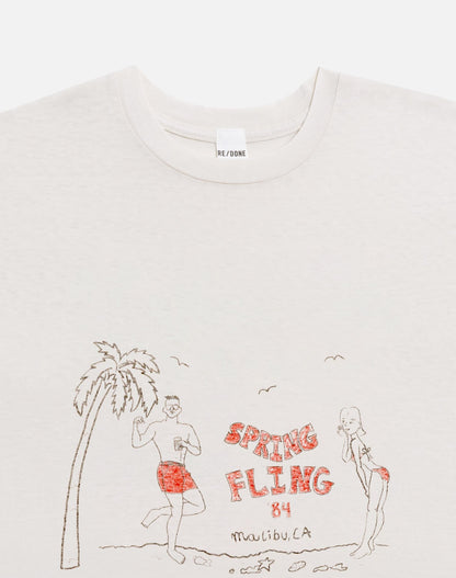 RE/DONE Classic "Spring Fling" Tee in Vintage White