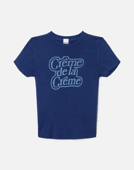 RE/DONE 90s Baby "Créme De La Créme" Tee in Postman Blue