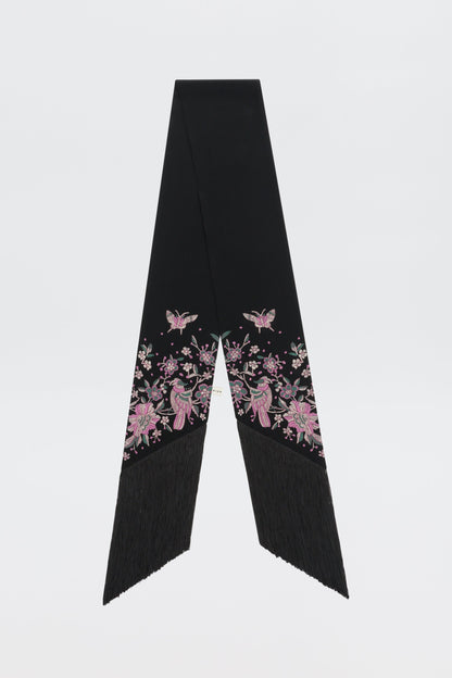 RIXO Casandra in Kyoto Floral Embroidery Black