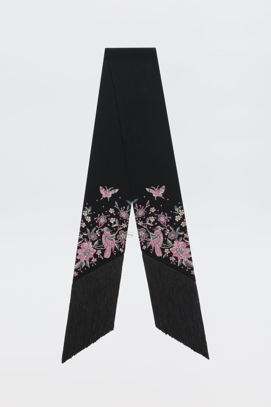 RIXO Casandra in Kyoto Floral Embroidery Black