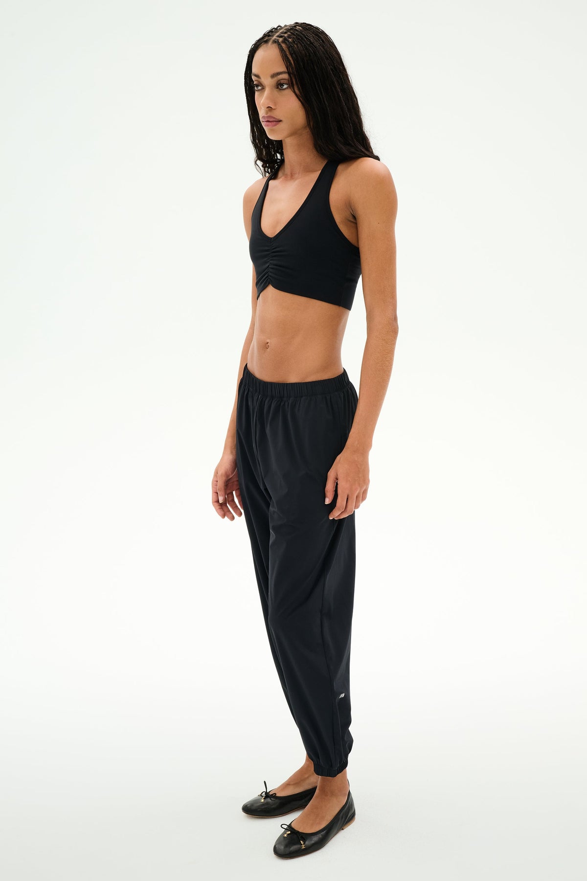 Splits59 Megan Woven Nylon Jogger with Piping in Black