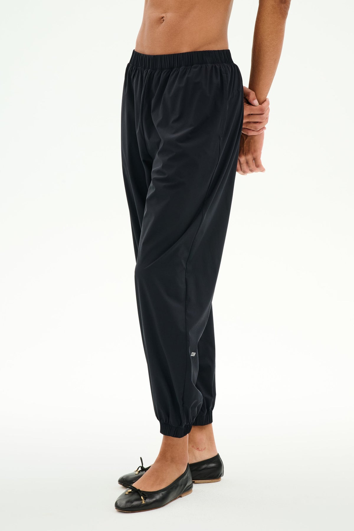 Splits59 Megan Woven Nylon Jogger with Piping in Black