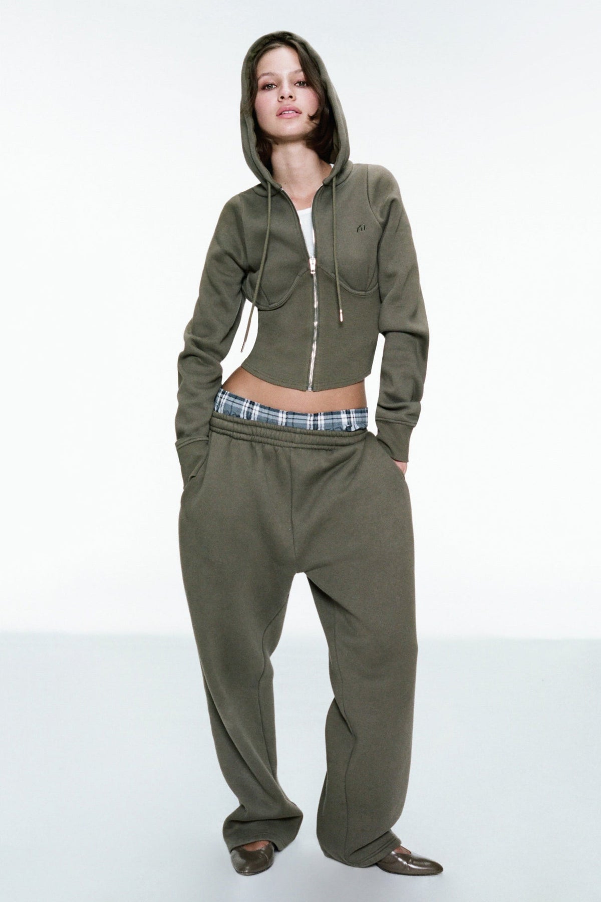 Miaou Sadie Corset Hoodie in Olive