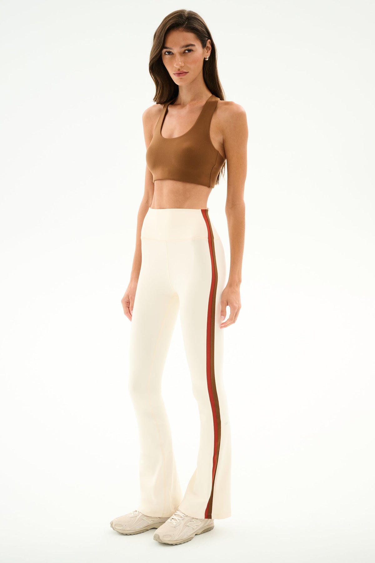 Splits59 Raquel High Waist Supplex Flare in Creme/Terracotta