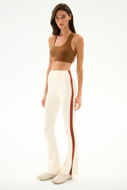 Splits59 Raquel High Waist Supplex Flare in Creme/Terracotta
