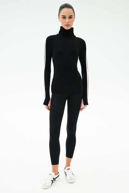 Splits59 Jackson Rib Full Length Turtleneck in Black/White
