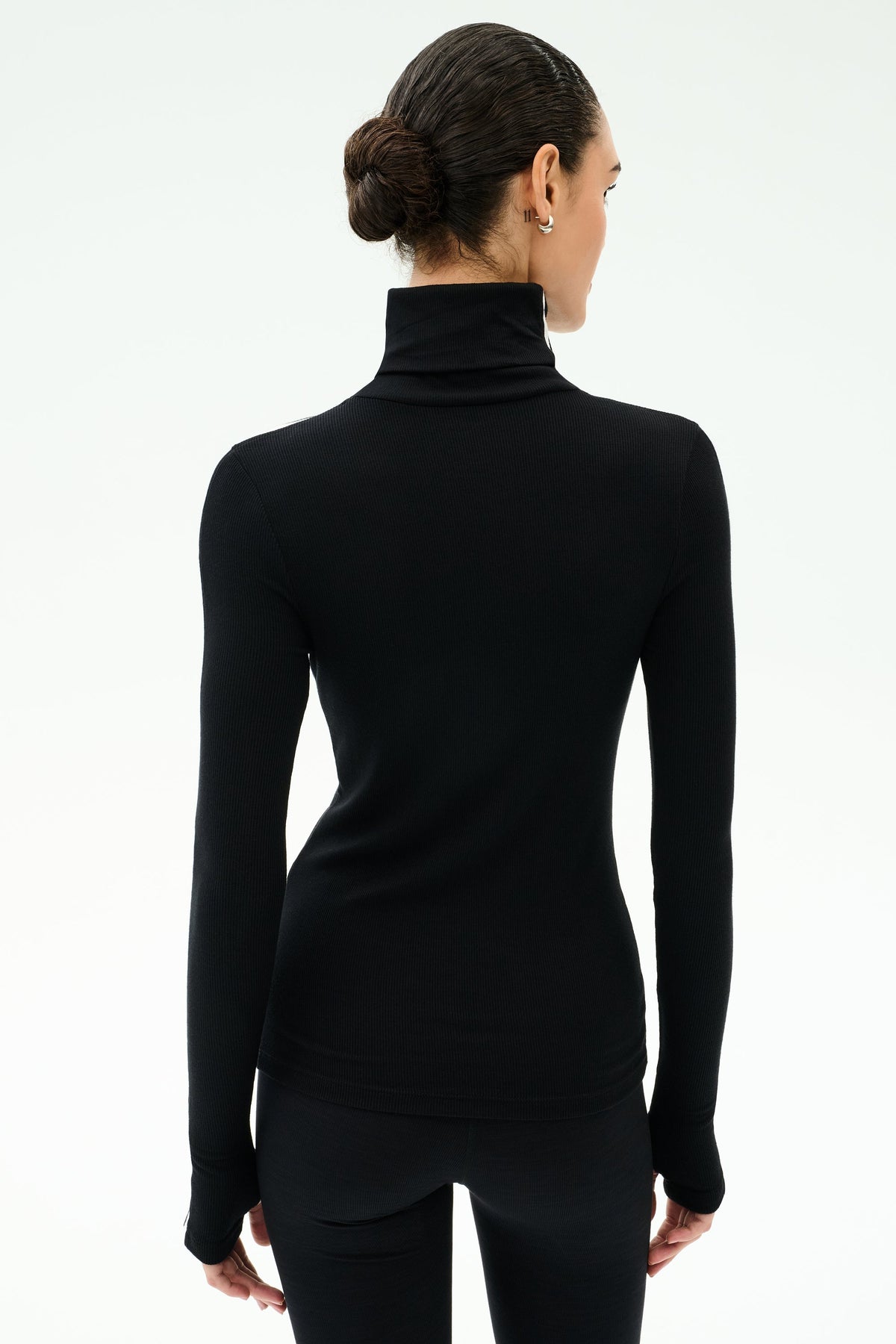 Splits59 Jackson Rib Full Length Turtleneck in Black/White