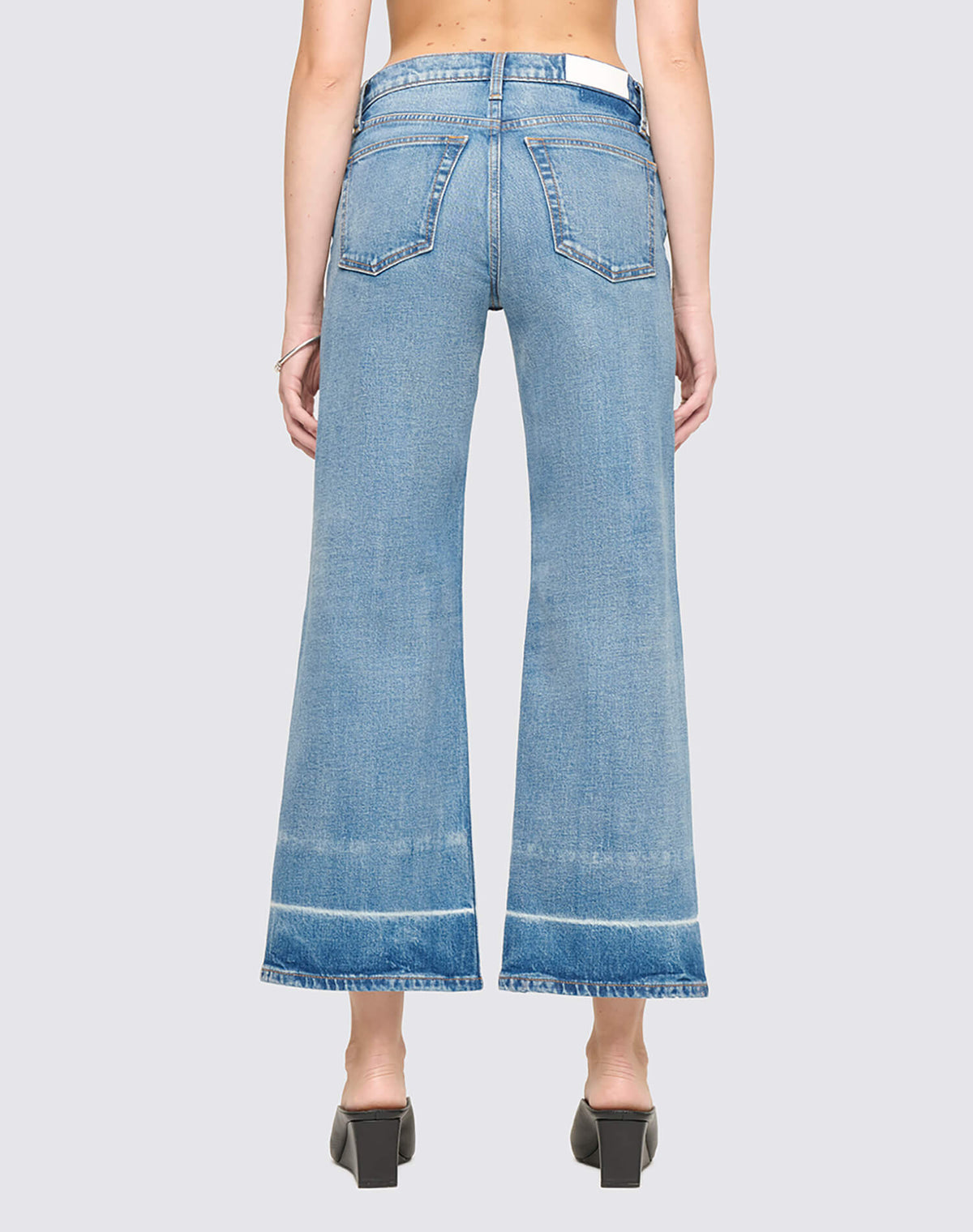 RE/DONE Comfort Stretch Mid Rise Wide Leg Crop in Vinyl Fade