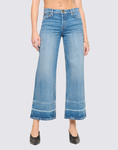 RE/DONE Comfort Stretch Mid Rise Wide Leg Crop in Vinyl Fade