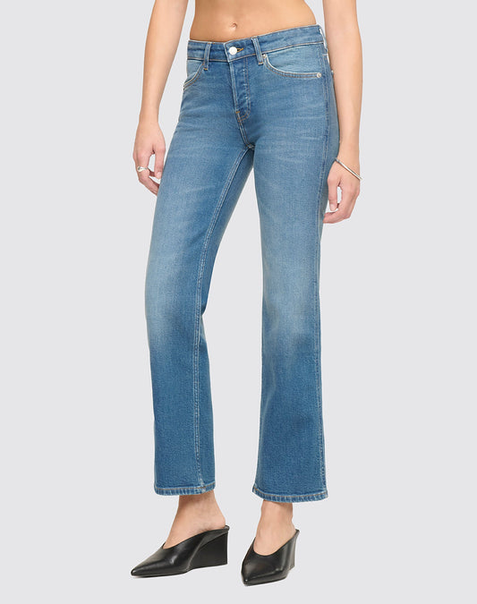 RE/DONE Slim Straight Crop Jeans in Melody Indigo