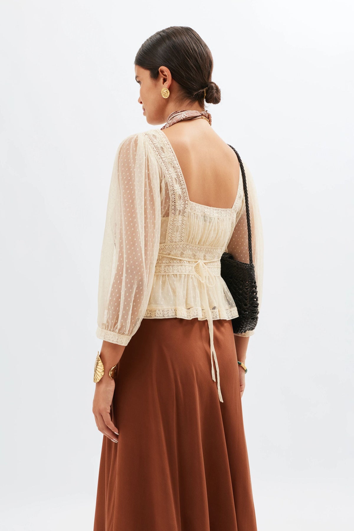 RIXO Tyla Top in Vintage Cream