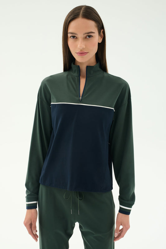 Splits59 Millie Airweight Half Zip in Military/Indigo