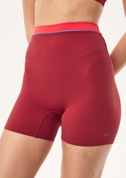 P.E Nation Reflect 5" Bike Short in Cherry/Strawberry Red