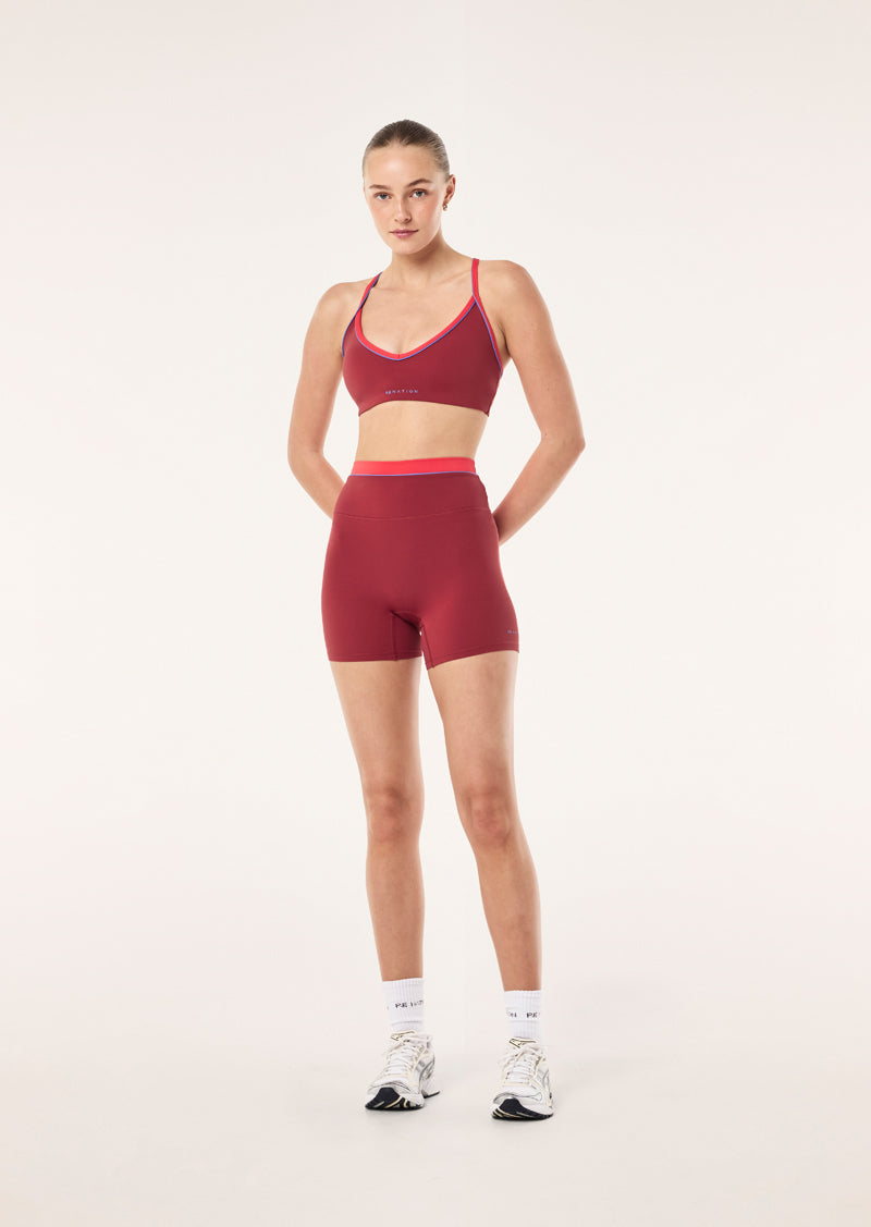 P.E Nation Reflect 5" Bike Short in Cherry/Strawberry Red