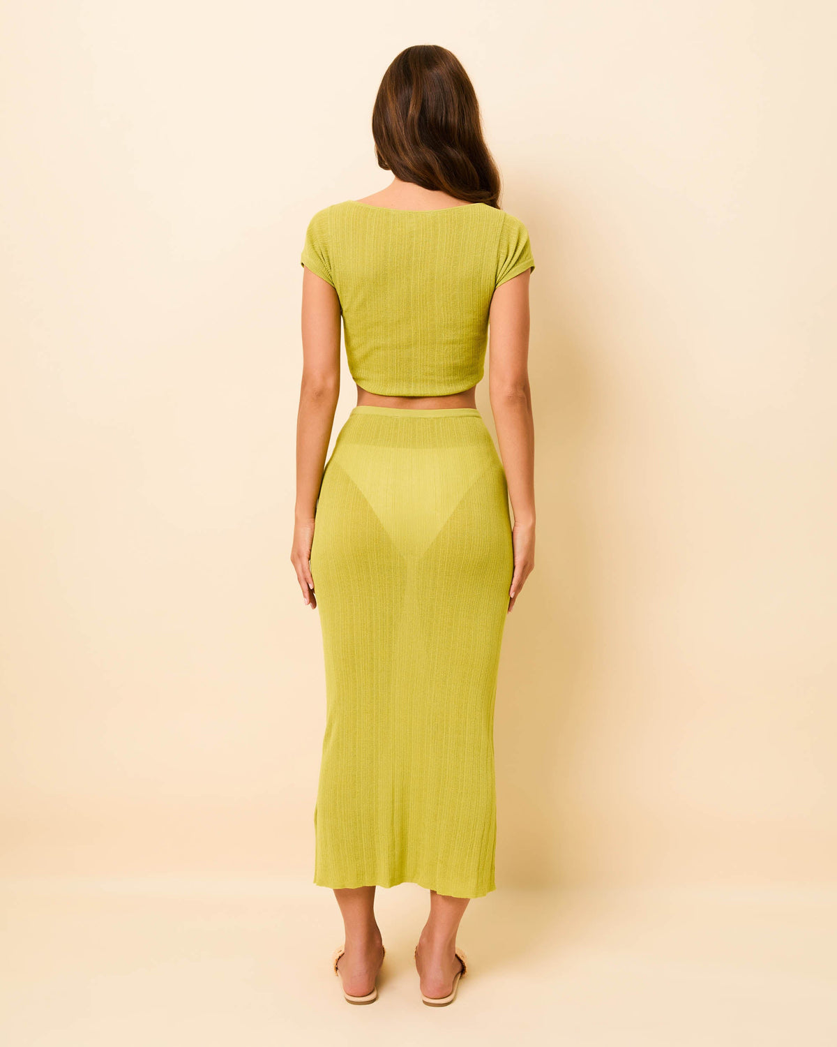 Solid & Striped Rianne Skirt Paper Knit in Guava