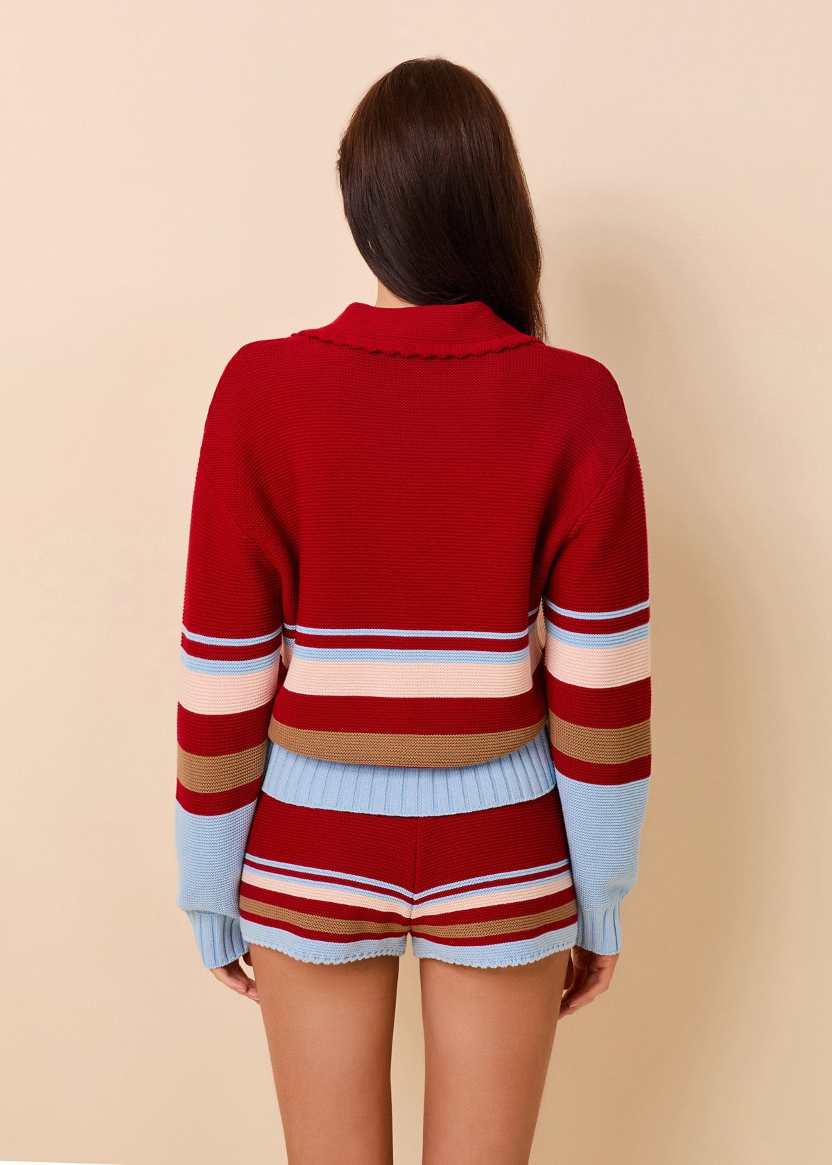 Solid & Striped Cleo Pullover Cotton Cranberry Multi Stripe in Cranberry Copenhagen Multi Stripe