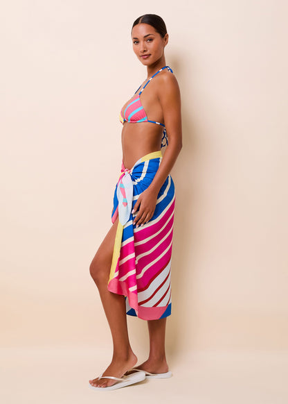 Solid & Striped Silk Blend Pareo Symi Skirt in Colorblock Stripe
