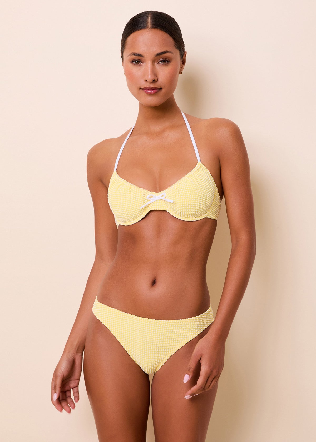 Solid & Striped Lolita Bikini Bottom Puckered Gingham in Citrina