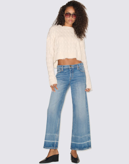 RE/DONE Comfort Stretch Mid Rise Wide Leg Crop in Vinyl Fade
