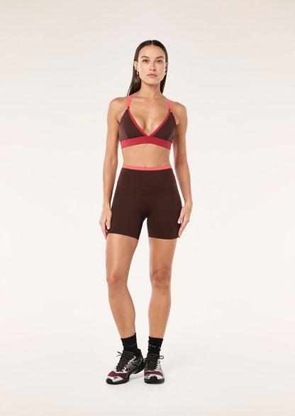 P.E Nation Activate Sports Bra in Mahogany/Diva Pink