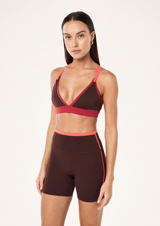 P.E Nation Activate Sports Bra in Mahogany/Diva Pink