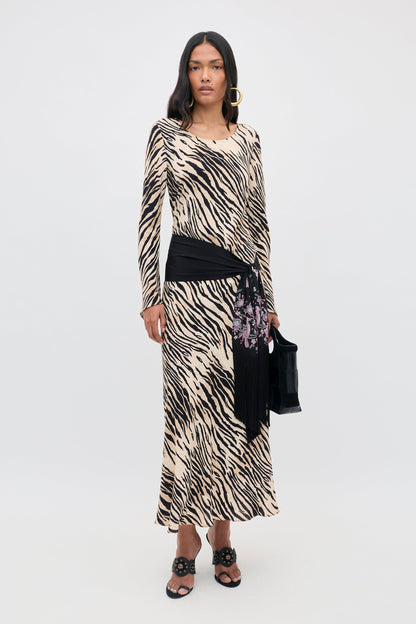 RIXO Casandra in Kyoto Floral Embroidery Black
