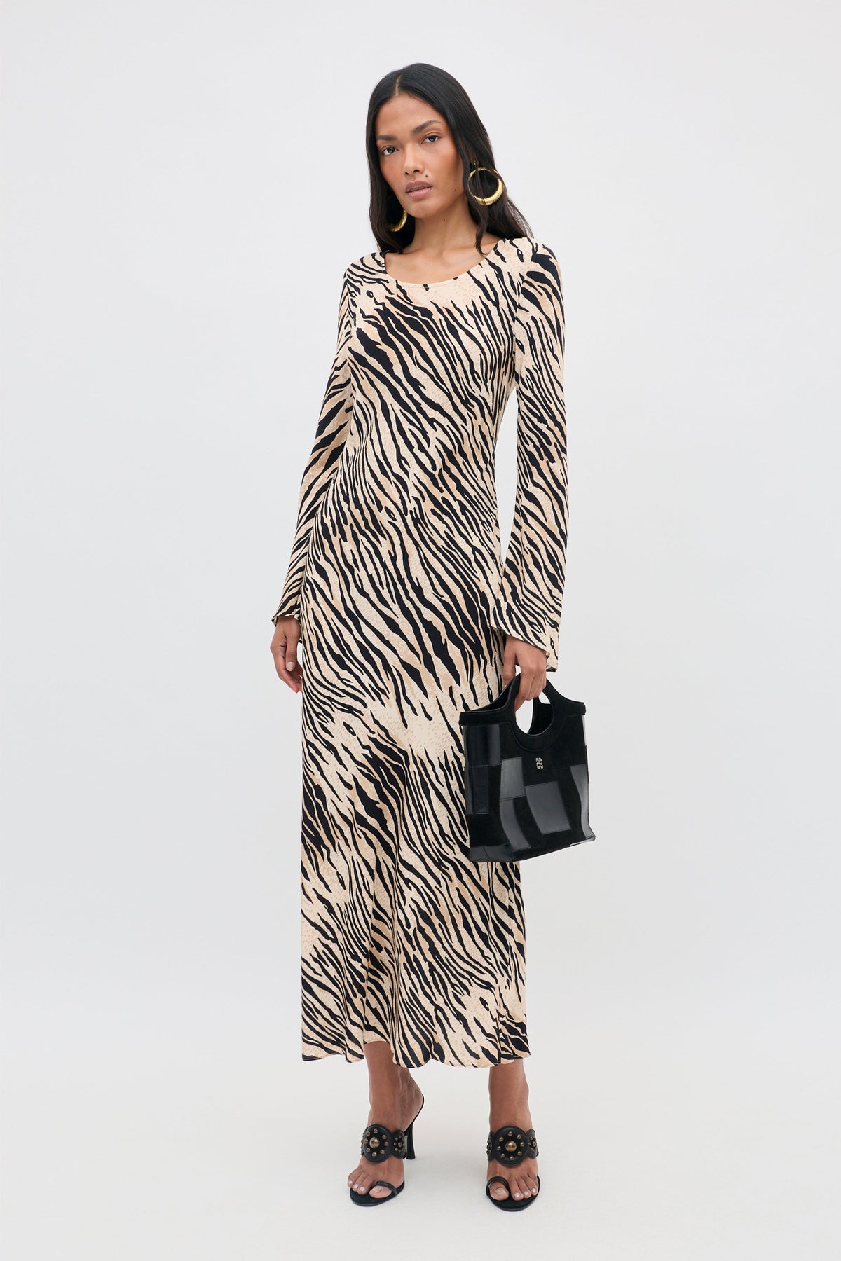 RIXO Amal Dress in Cooper Tiger Beige