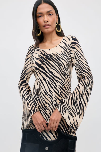 RIXO Amal Dress in Cooper Tiger Beige