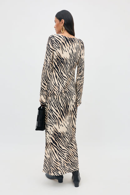 RIXO Amal Dress in Cooper Tiger Beige