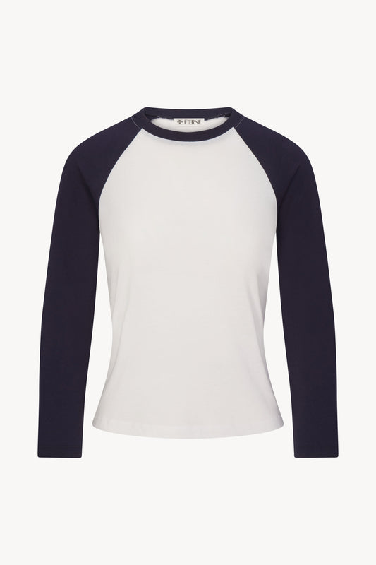 Eterne Baseball Tee in Ivory/Midnight