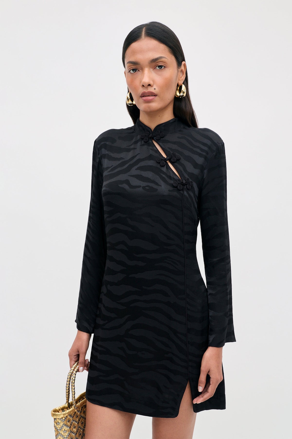 RIXO Brooklyn Dress in Cooper Jacquard Black