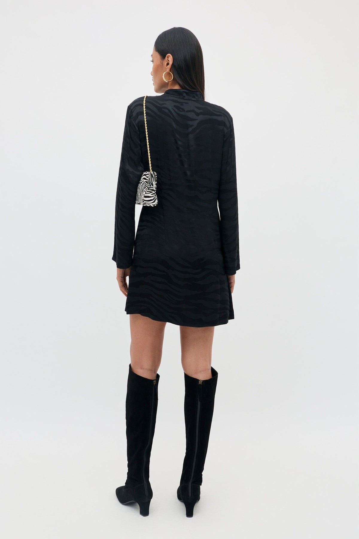 RIXO Brooklyn Dress in Cooper Jacquard Black