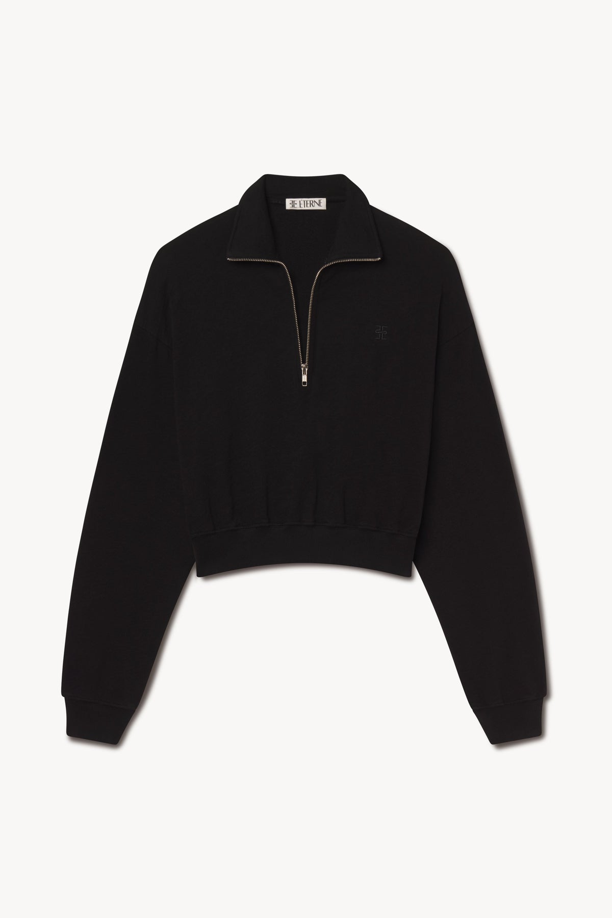 Eterne Cropped Half-zip Sweatshirt in Black