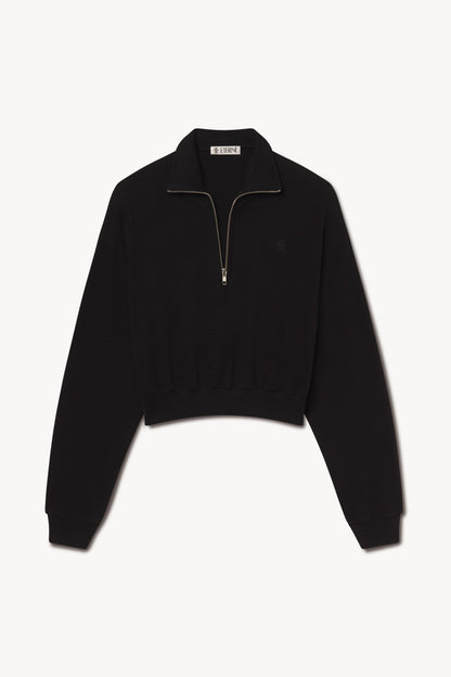 Eterne Cropped Half-zip Sweatshirt in Black